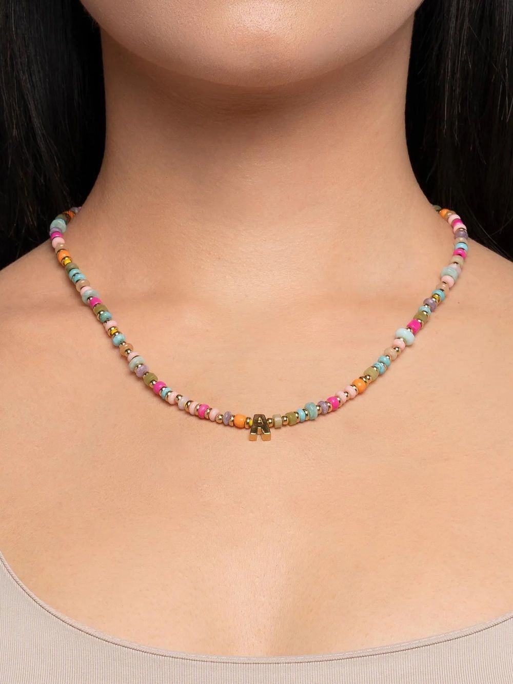 ‘O’ Initial Multicolor Beaded Necklace 16” plus 3l extender - Picture 4 of 6